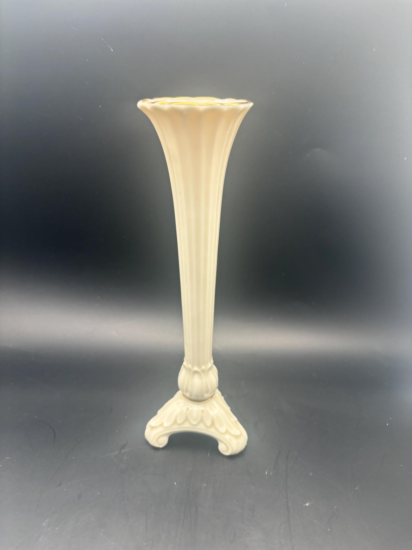 Vintage Lenox Porcelain Bud Base Flower Footed Vase with 24K Gold on Top Rim Lover Antiques and Vintage