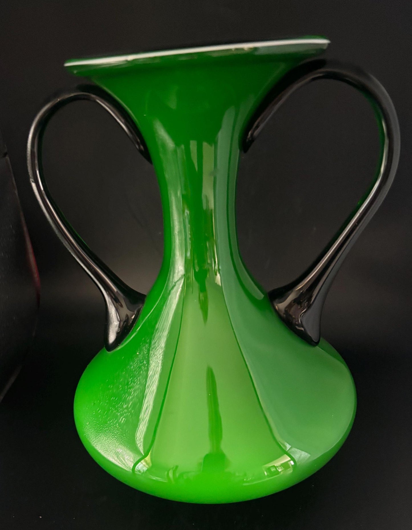 Vintage Empoli Encased Verse Green Hands on Hip 2 Handled Italian Vase Lover Antiques and Vintage