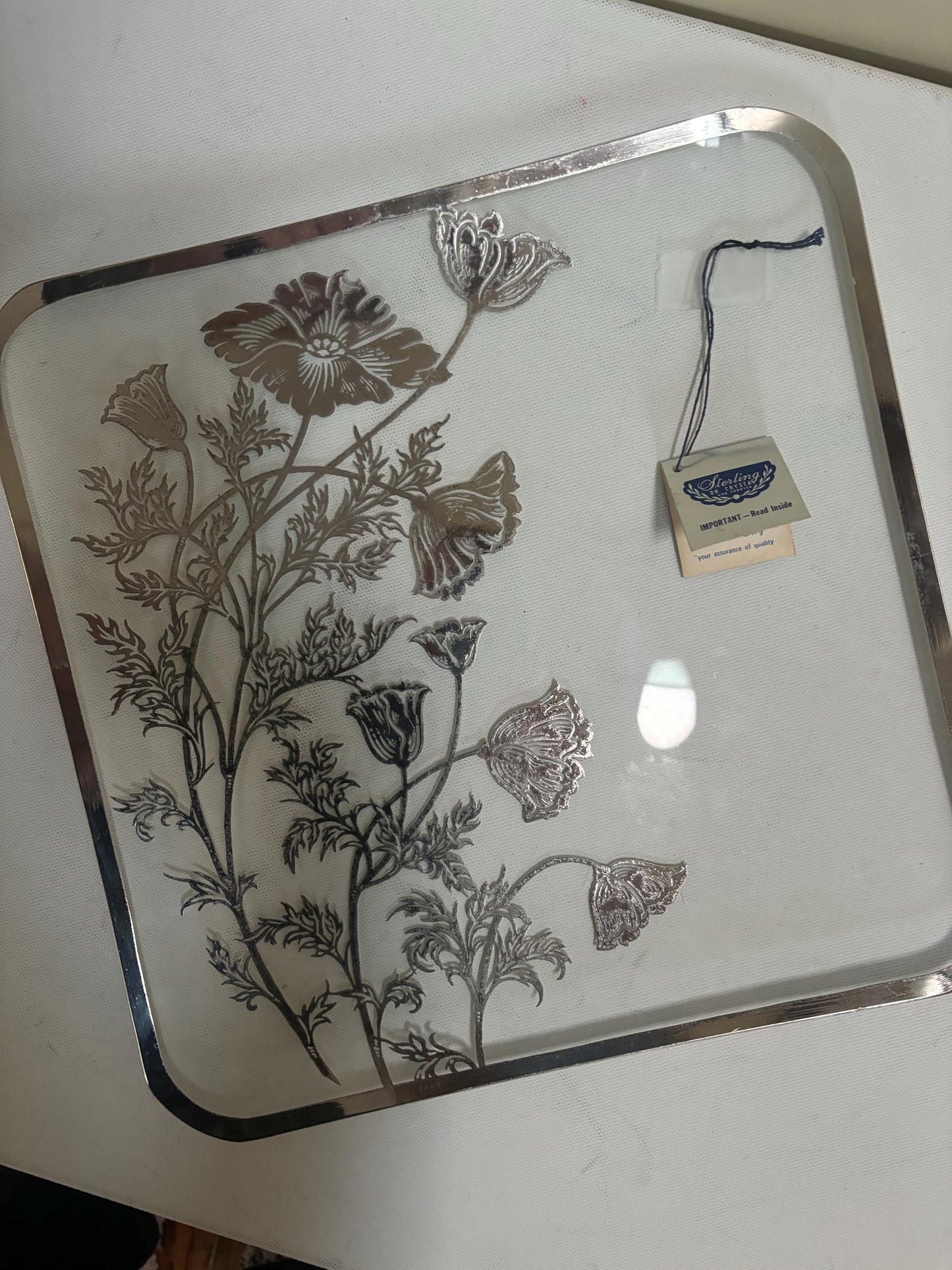 Vintage Silver on Crystal Large Serving Plate Platter By Silver City Lover Antiques and Vintage