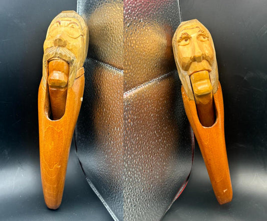 Vintage Hand Carved Nut Crackers Set of 2 Man Nutcracker Women Nut Cracker Lover Antiques and Vintage