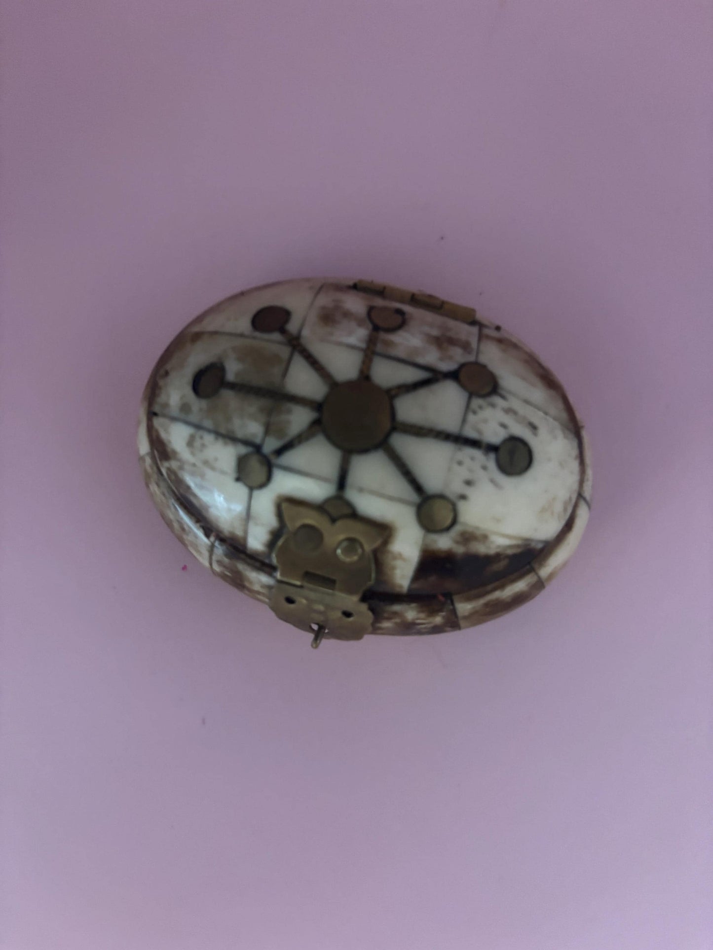 Vintage Owl Trinet Box with Purple Interior, Bone & Brass Owl Mini Jewelry Box, Lover Antiques and Vintage