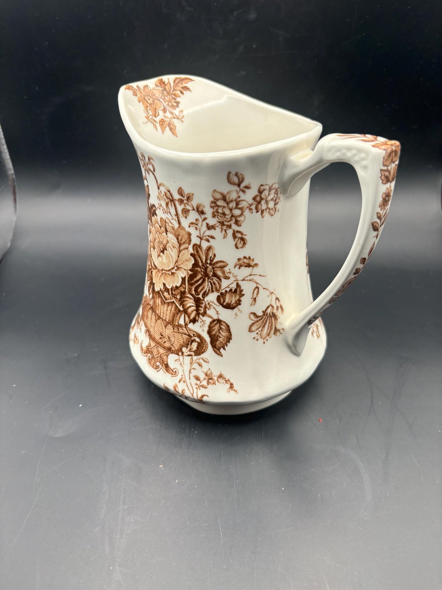 Antique Alfred Meakin Charlotte Jug or Pitcher Staffordshire England Fall Flowers Lover Antiques and Vintage