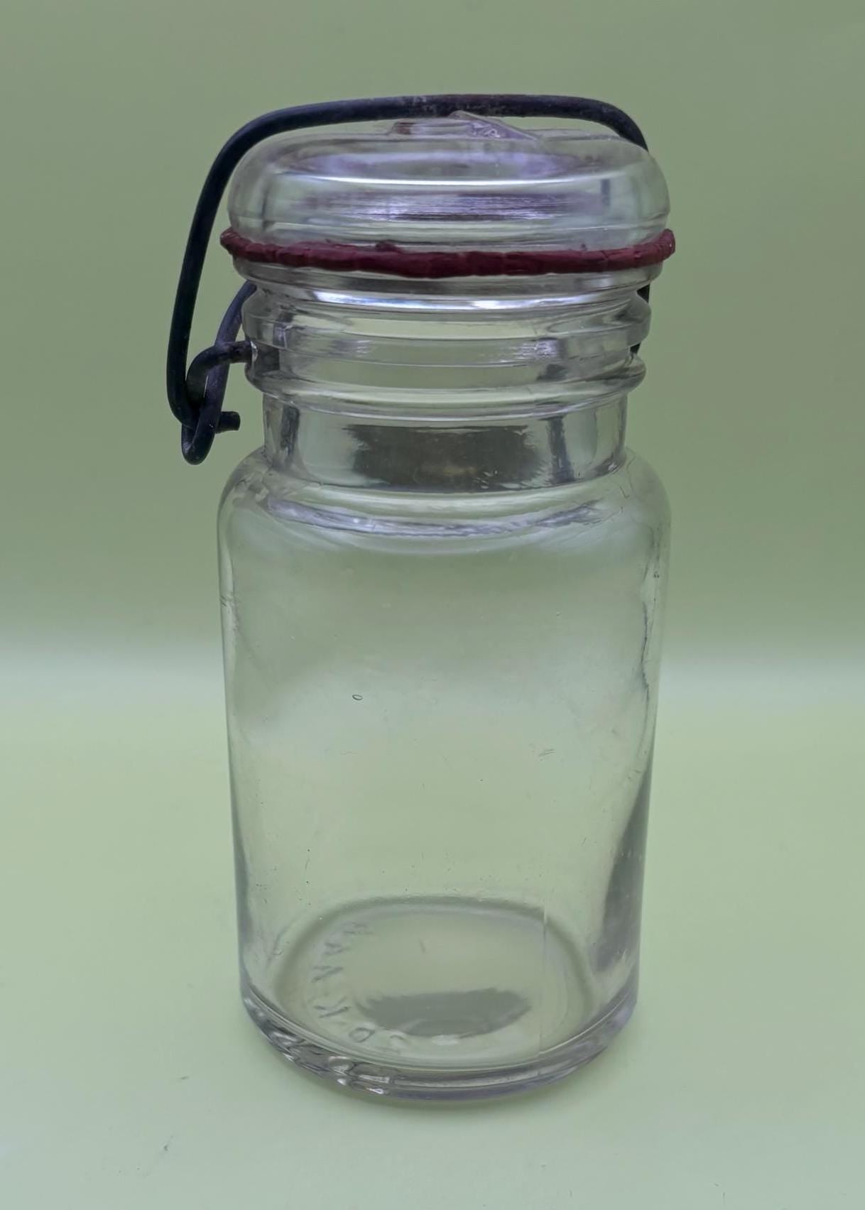 Antique Glass Jar with Lid Container with Top Metal Holder Lover Antiques and Vintage