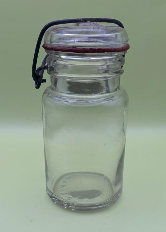 Antique Glass Jar with Lid Container with Top Metal Holder Lover Antiques and Vintage