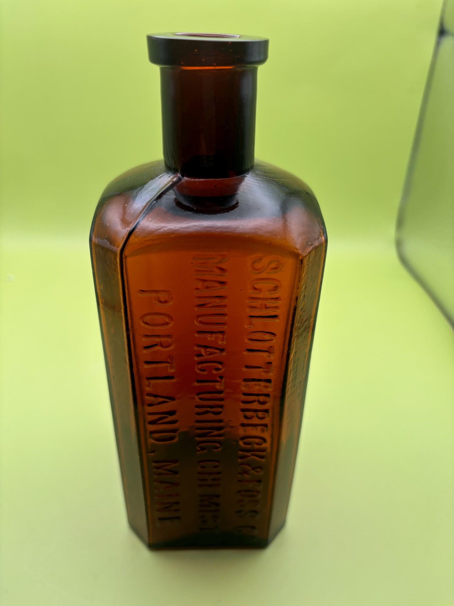 Antique Amber Glass Bottle Schlotterbeck & Foss Co. Manufacturing Chemists Portland, Maine Lover Antiques and Vintage