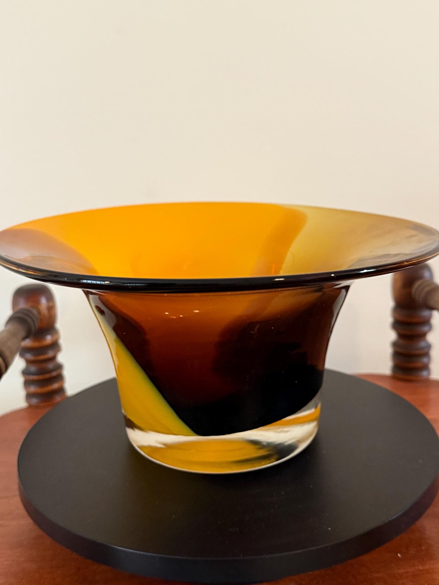 Vintage Amber and Purple Art Glass Vase Eclectic Contemporary Bowl Art Structure Lover Antiques and Vintage