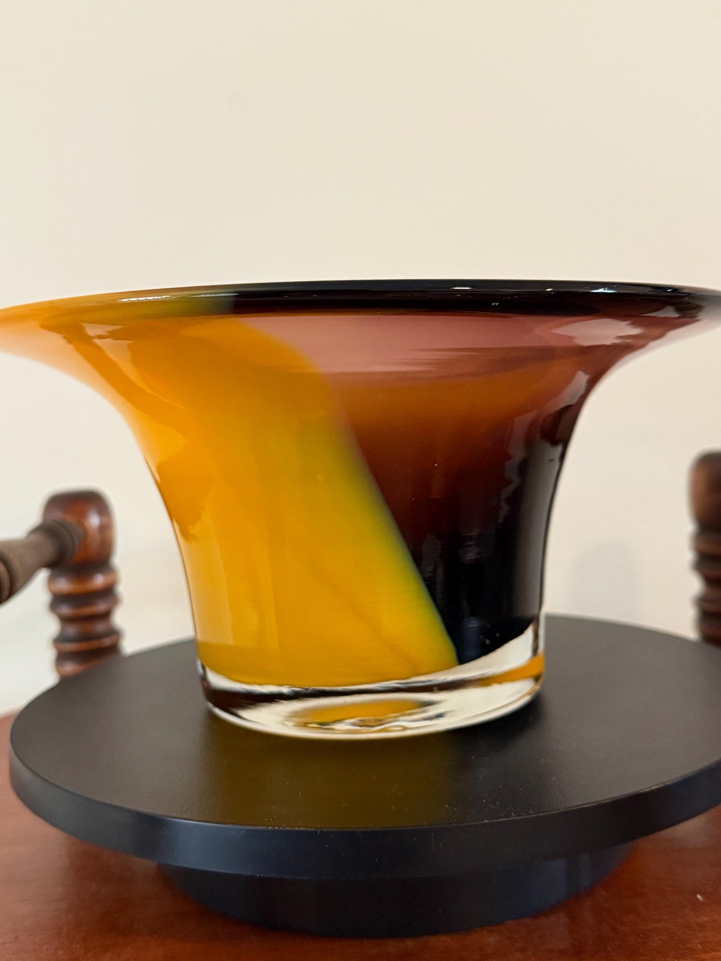 Vintage Amber and Purple Art Glass Vase Eclectic Contemporary Bowl Art Structure Lover Antiques and Vintage