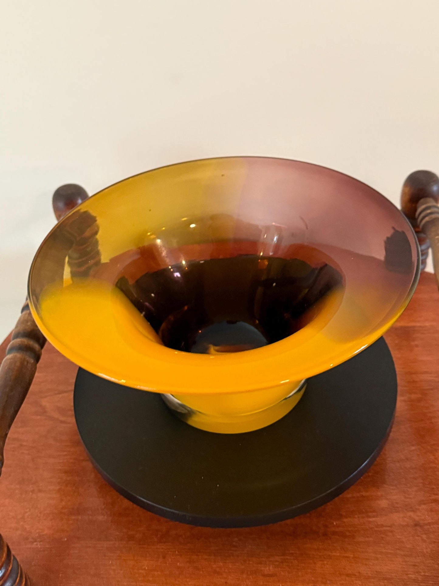 Vintage Amber and Purple Art Glass Vase Eclectic Contemporary Bowl Art Structure Lover Antiques and Vintage