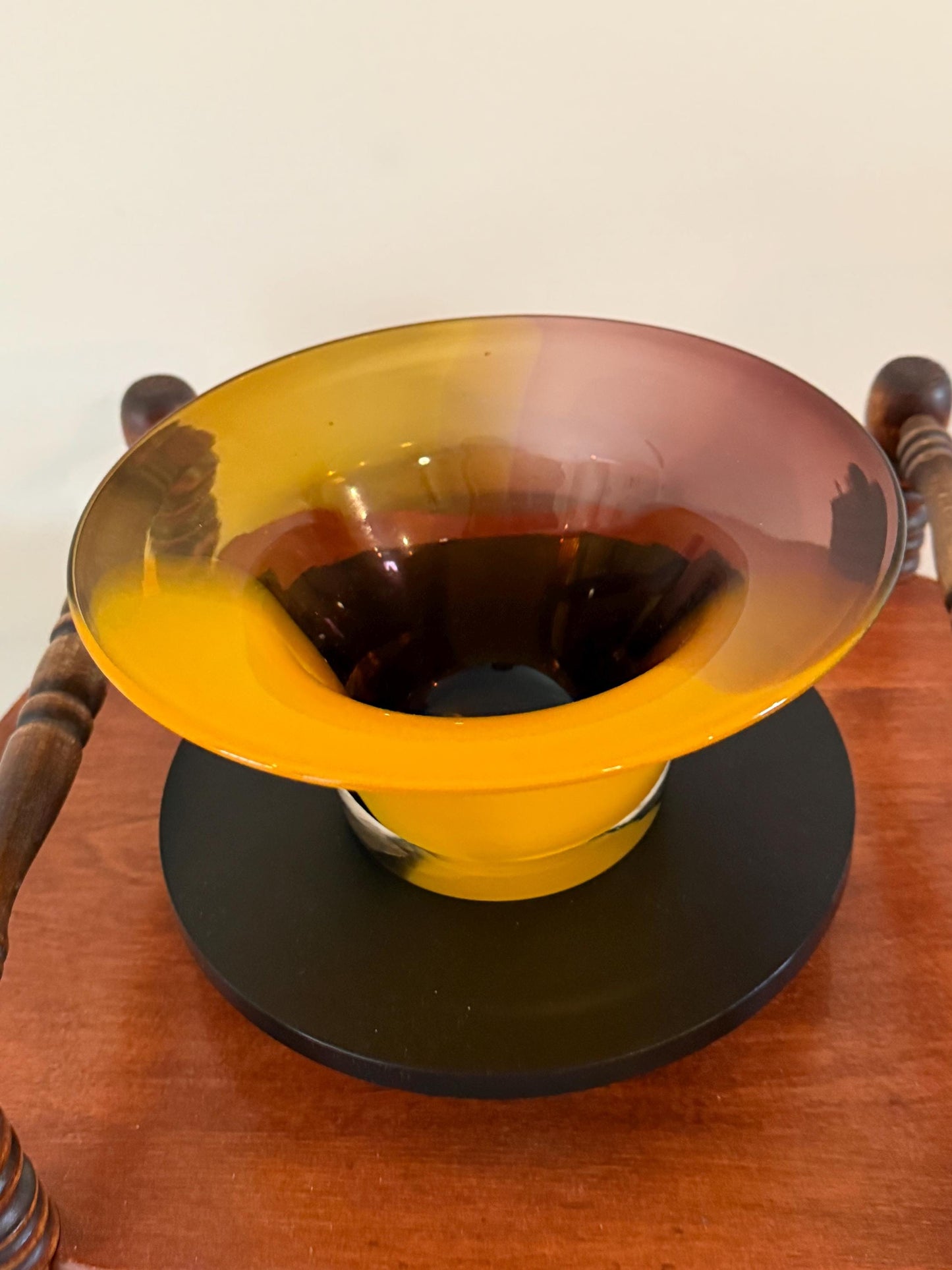 Vintage Amber and Purple Art Glass Vase Eclectic Contemporary Bowl Art Structure Lover Antiques and Vintage