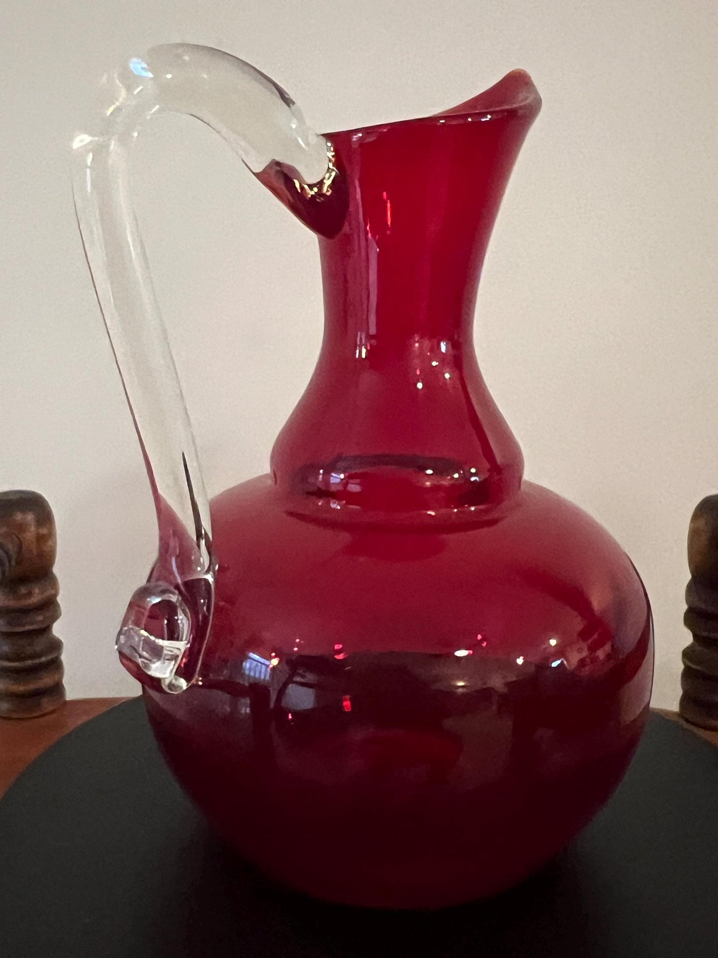 Vintage Ruby Red Serving Pitcher with Handle and Artsy Pour Spout Lover Antiques and Vintage