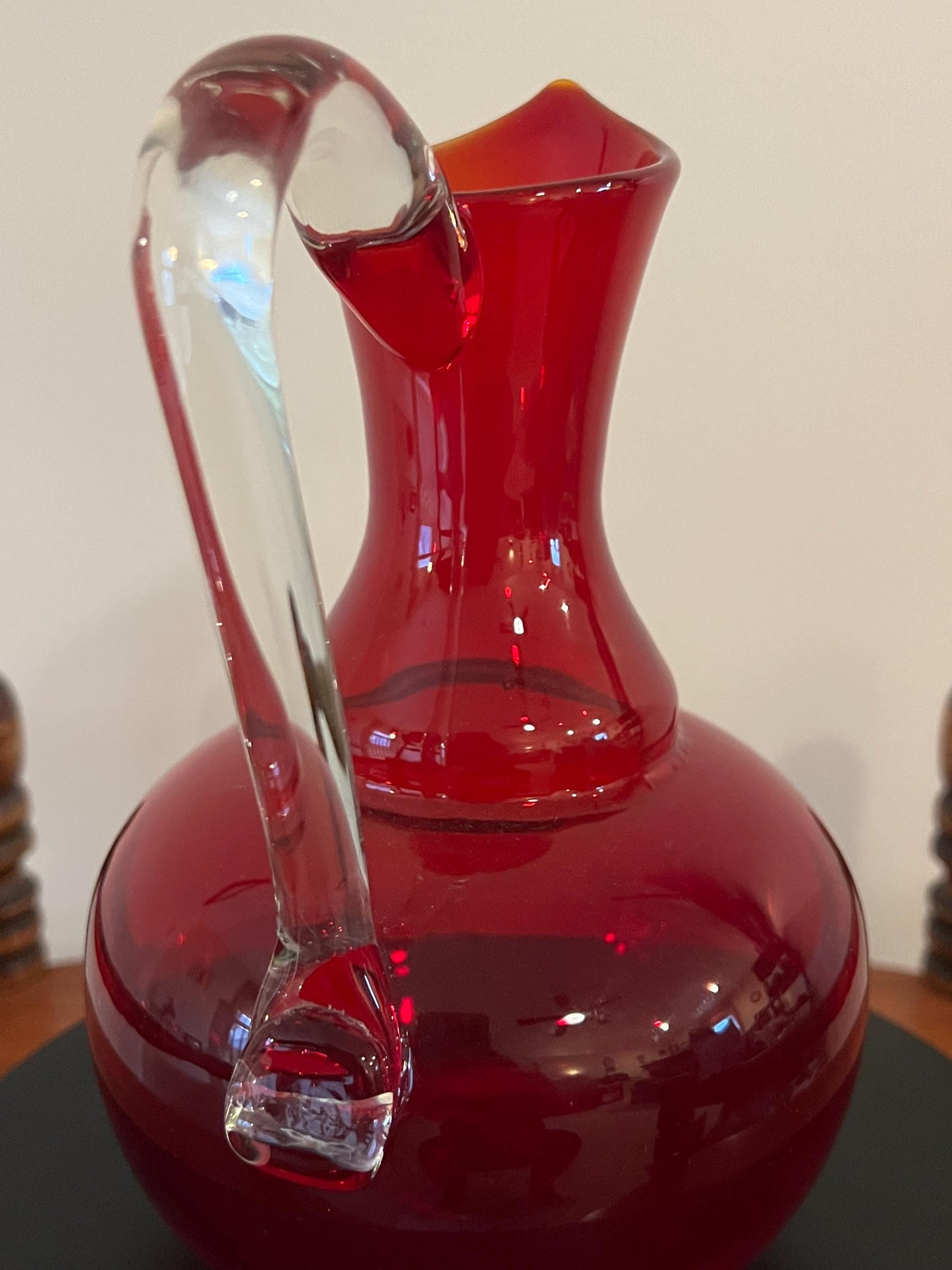Vintage Ruby Red Serving Pitcher with Handle and Artsy Pour Spout Lover Antiques and Vintage