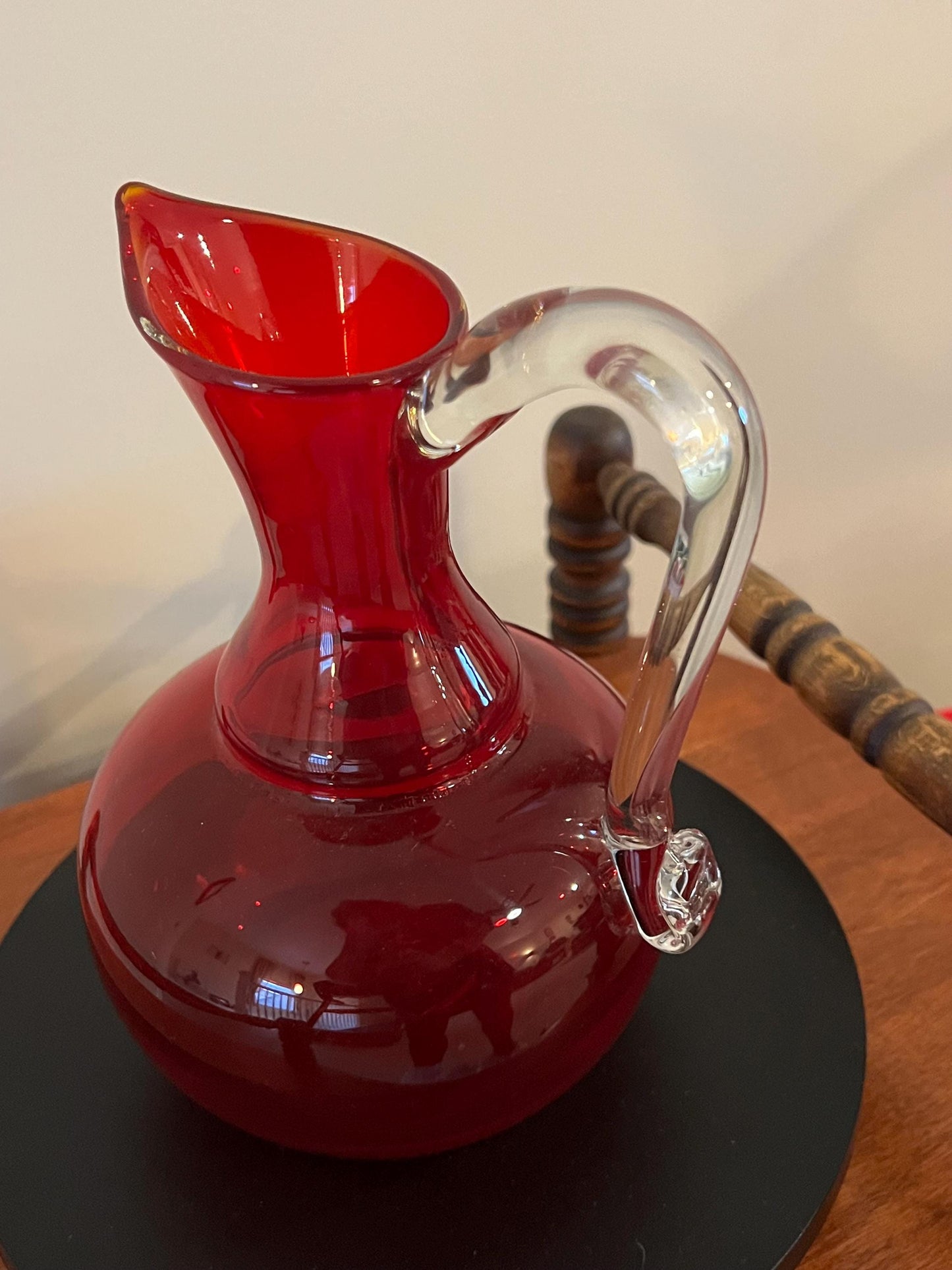 Vintage Ruby Red Serving Pitcher with Handle and Artsy Pour Spout Lover Antiques and Vintage