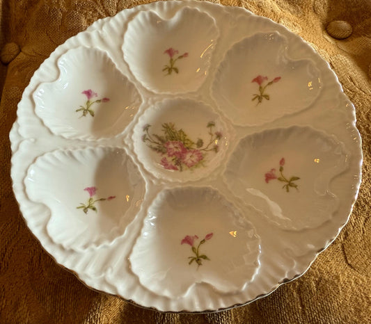 Antique Oyster Plate Victoria Carlsbad Austria Porcelain Platter Fancy Oysters Lover Antiques and Vintage