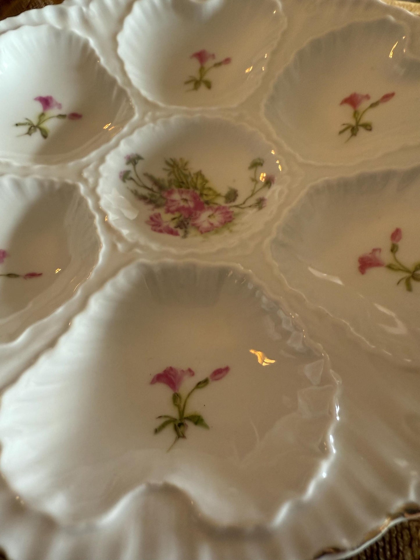 Antique Oyster Plate Victoria Carlsbad Austria Porcelain Platter Fancy Oysters Lover Antiques and Vintage