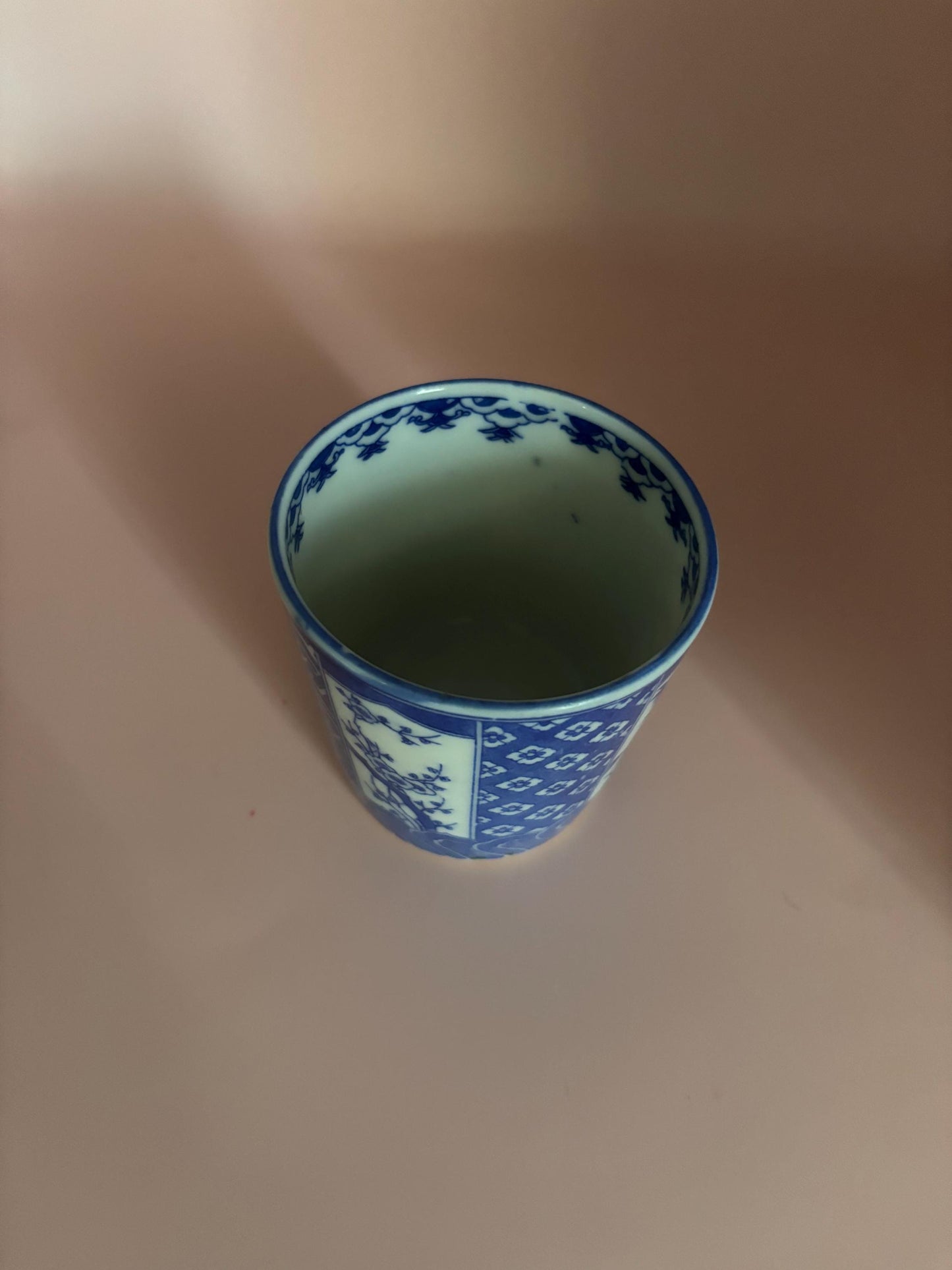 Vintage Japanese Blue & White Porcelain Soba Noodle Cup Flower and Lover Antiques and Vintage