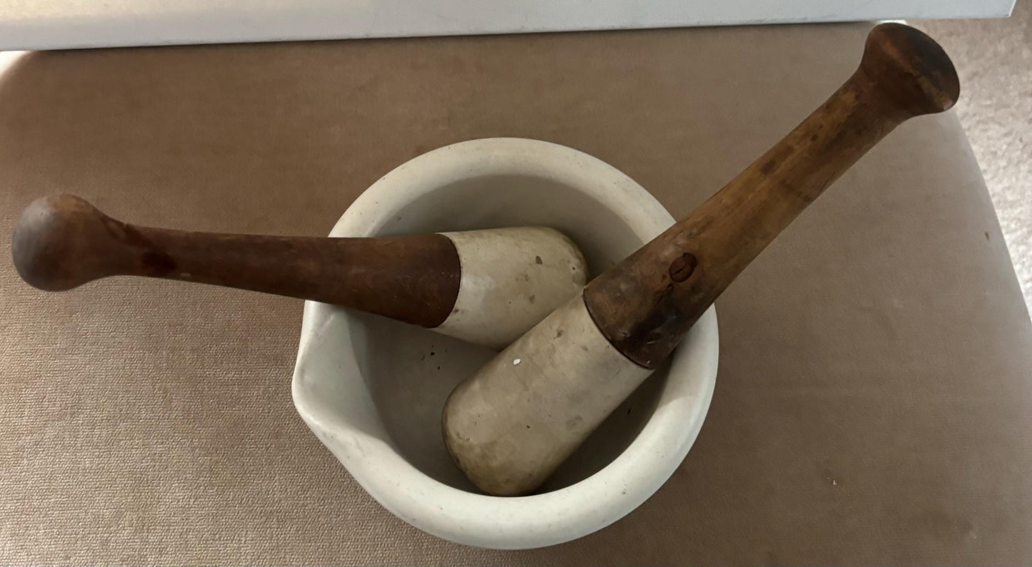 Antique Large Mortar and Pestle with Stone Bowl Lover Antiques and Vintage