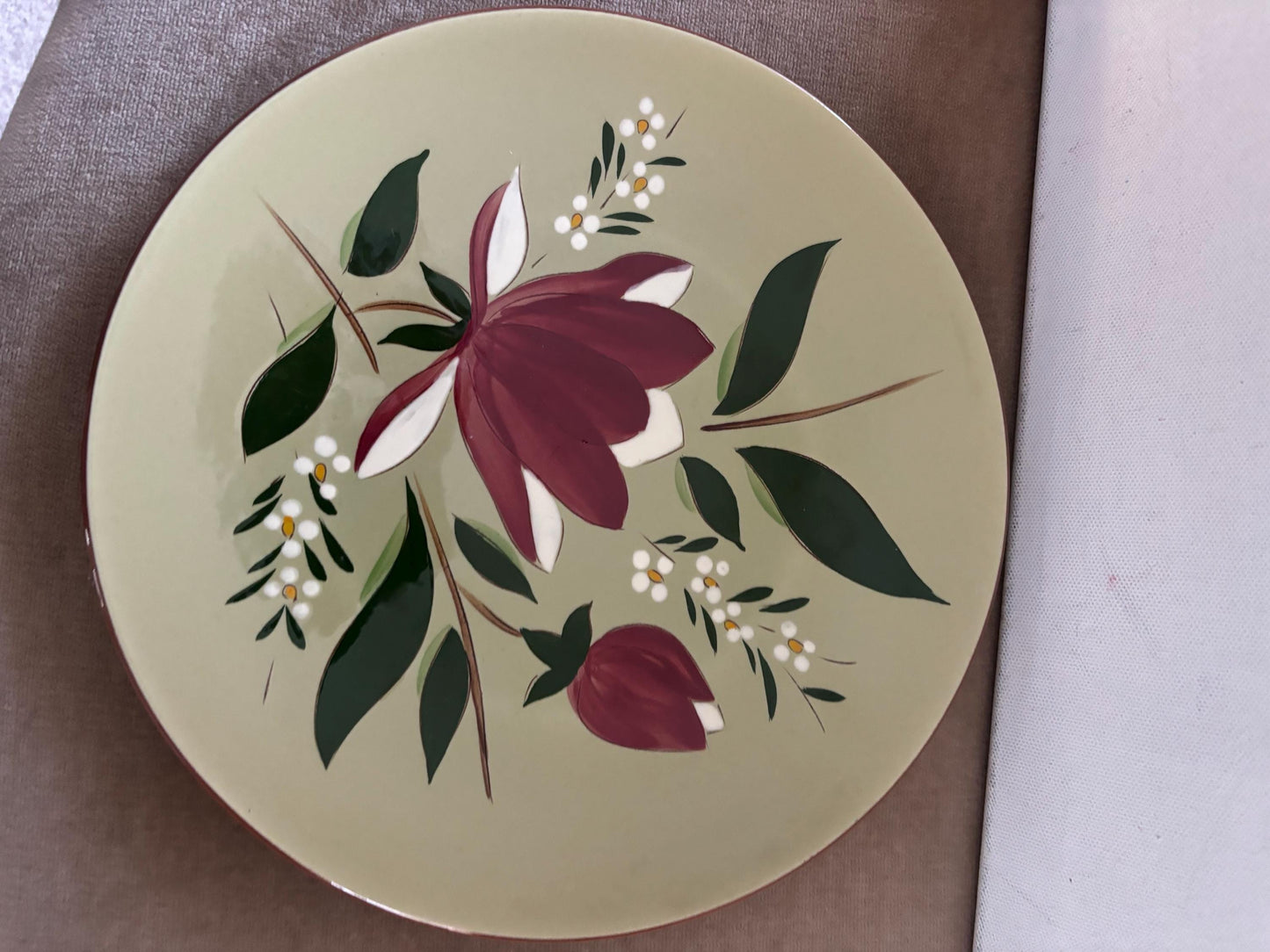 Stangl Pottery Plate Flowers Design Potteries from Trenton, NJ Hand Painted Large Pretty Plate Lover Antiques Vintage
