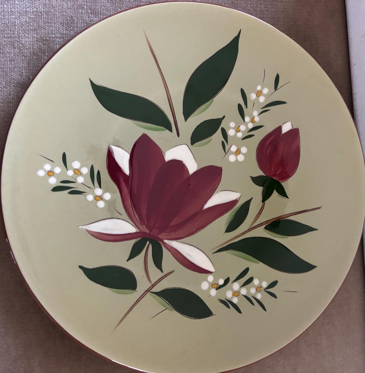 Stangl Pottery Plate Flowers Design Potteries from Trenton, NJ Hand Painted Large Pretty Plate Lover Antiques Vintage