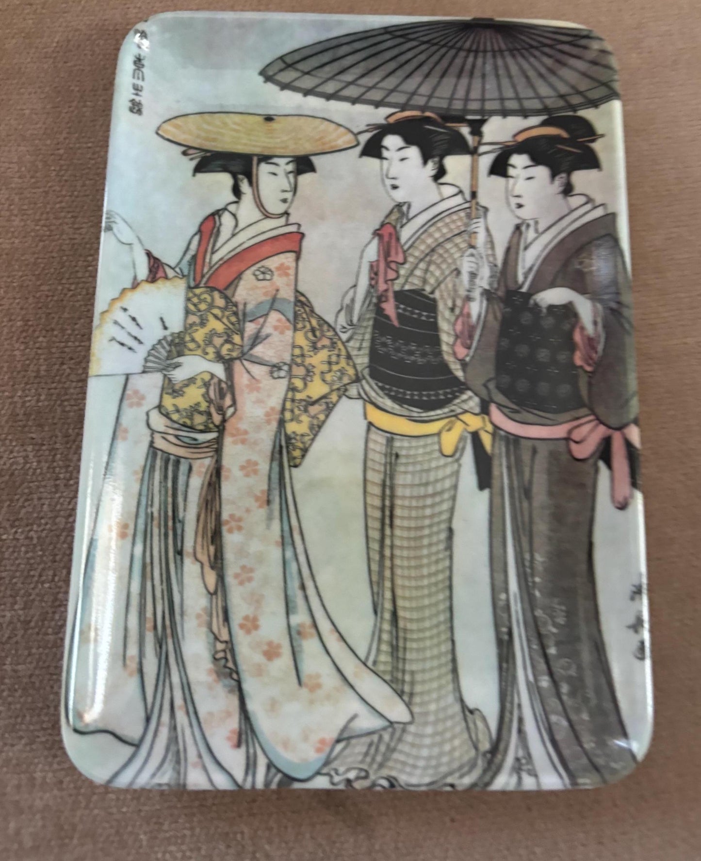 Vintage Mabel Japanese Geisha Women Men Serving Dish Tray Hors d'oeuvre Platter Lover Antiques and Vintage