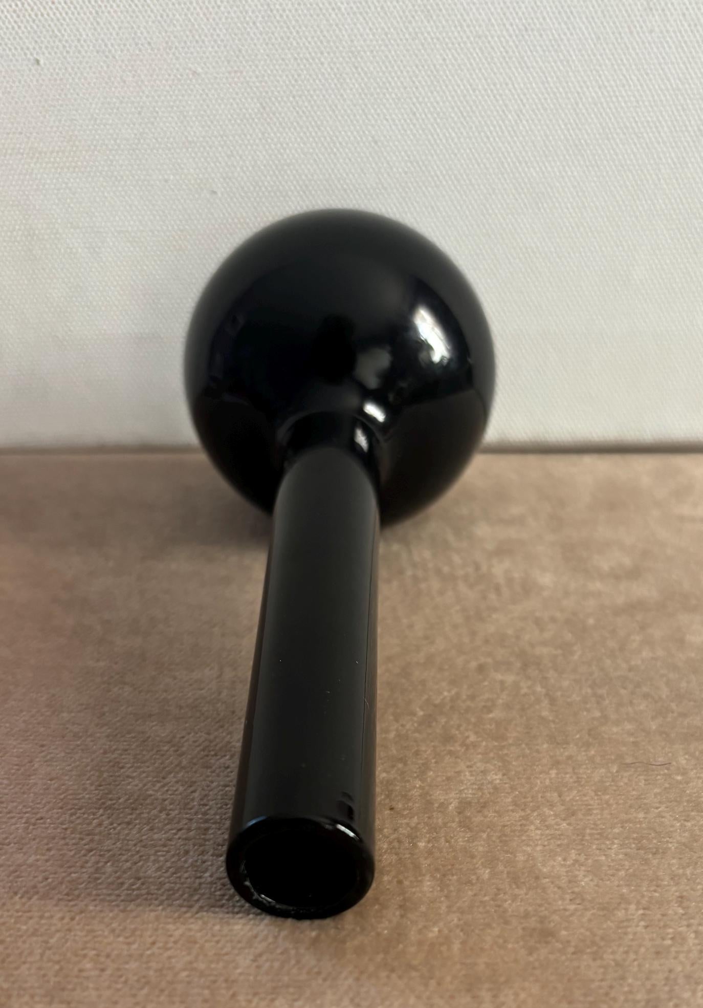 Vintage Black Lacquer Bud Vase Shiny Fluted Vase Lover Antiques and Vintage