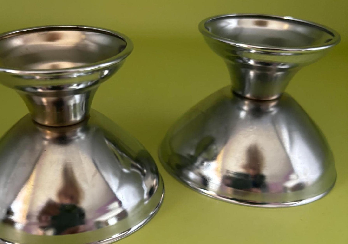 Vintage Pair of Silver Tone Candle Holders Lover Antiques and Vintage