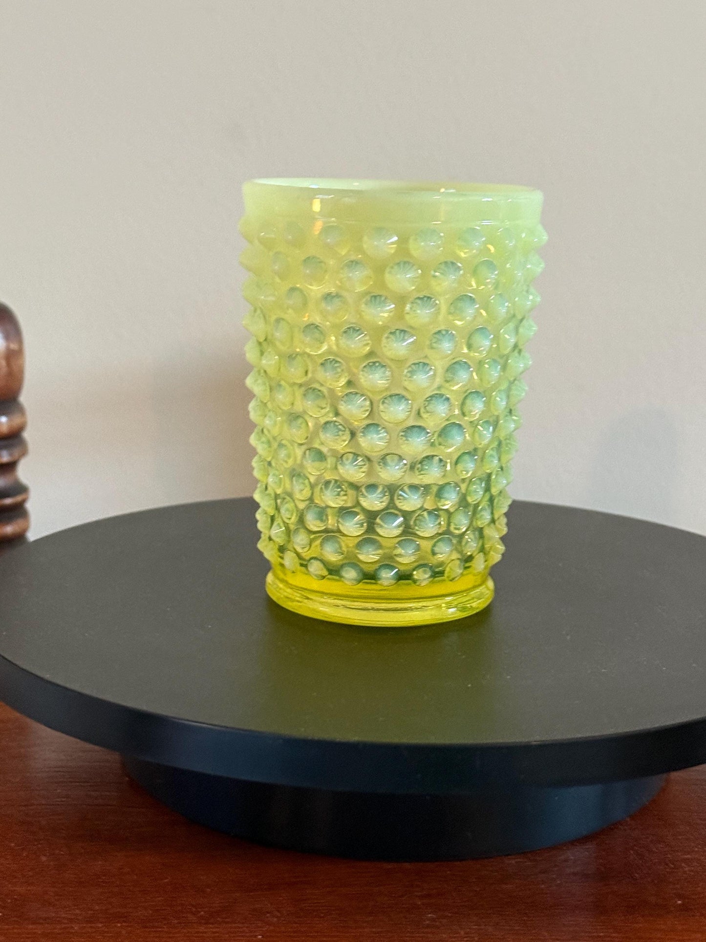 Vintage Fenton Vaseline Hobnail Glass Tumbler Cup Uranium Glass Lover Antiques and Vintage