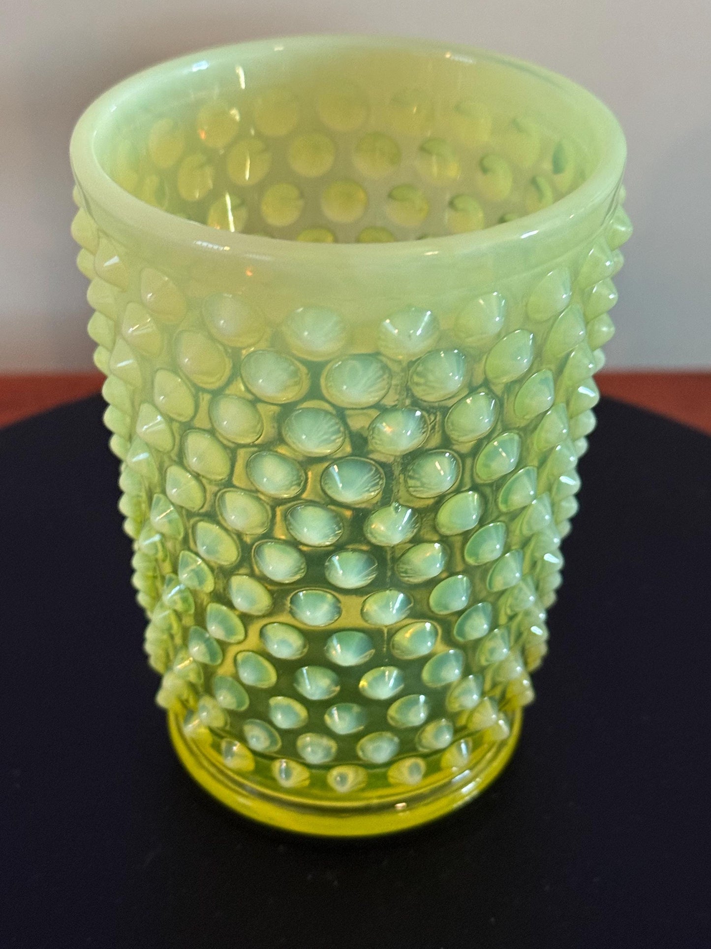 Vintage Fenton Vaseline Hobnail Glass Tumbler Cup Uranium Glass Lover Antiques and Vintage