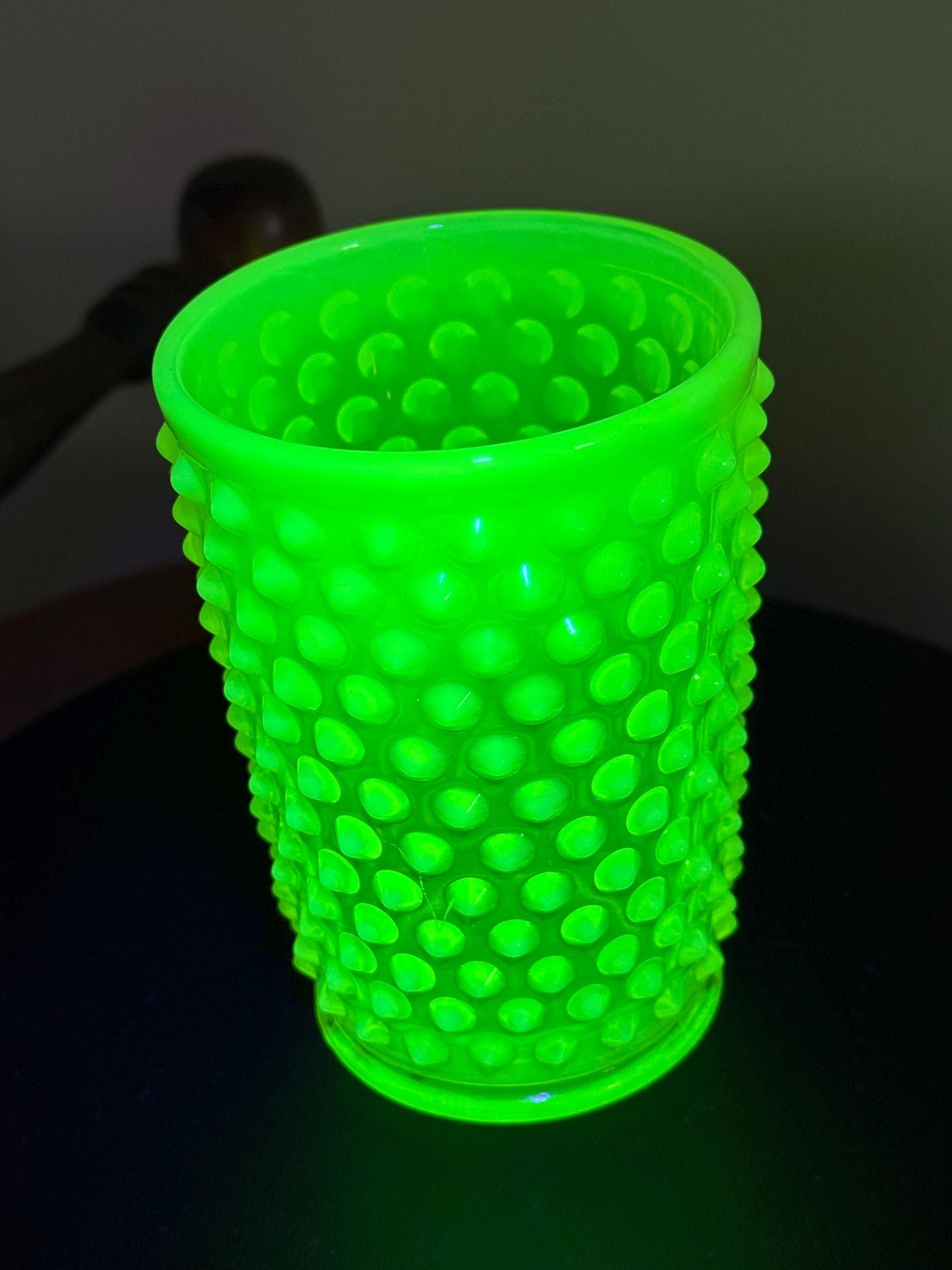 Vintage Fenton Vaseline Hobnail Glass Tumbler Cup Uranium Glass Lover Antiques and Vintage