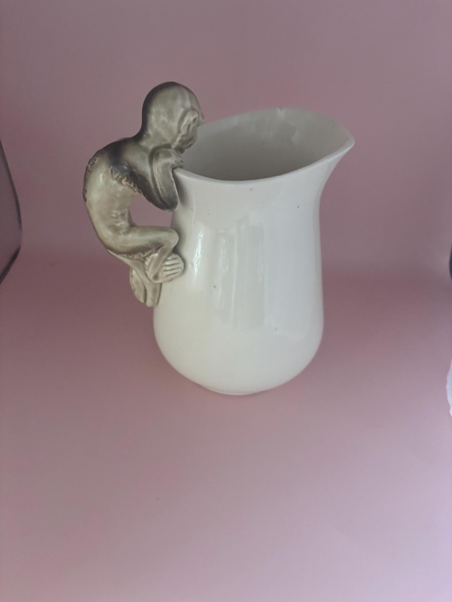 Vintage Stone Pitcher with Monkey Handle Lover Antiques and Vintage