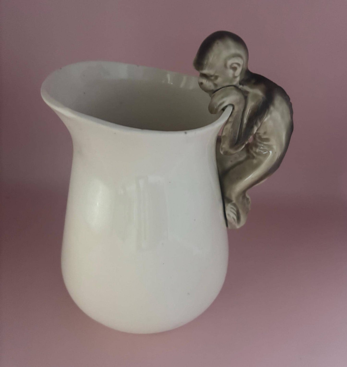 Vintage Stone Pitcher with Monkey Handle Lover Antiques and Vintage