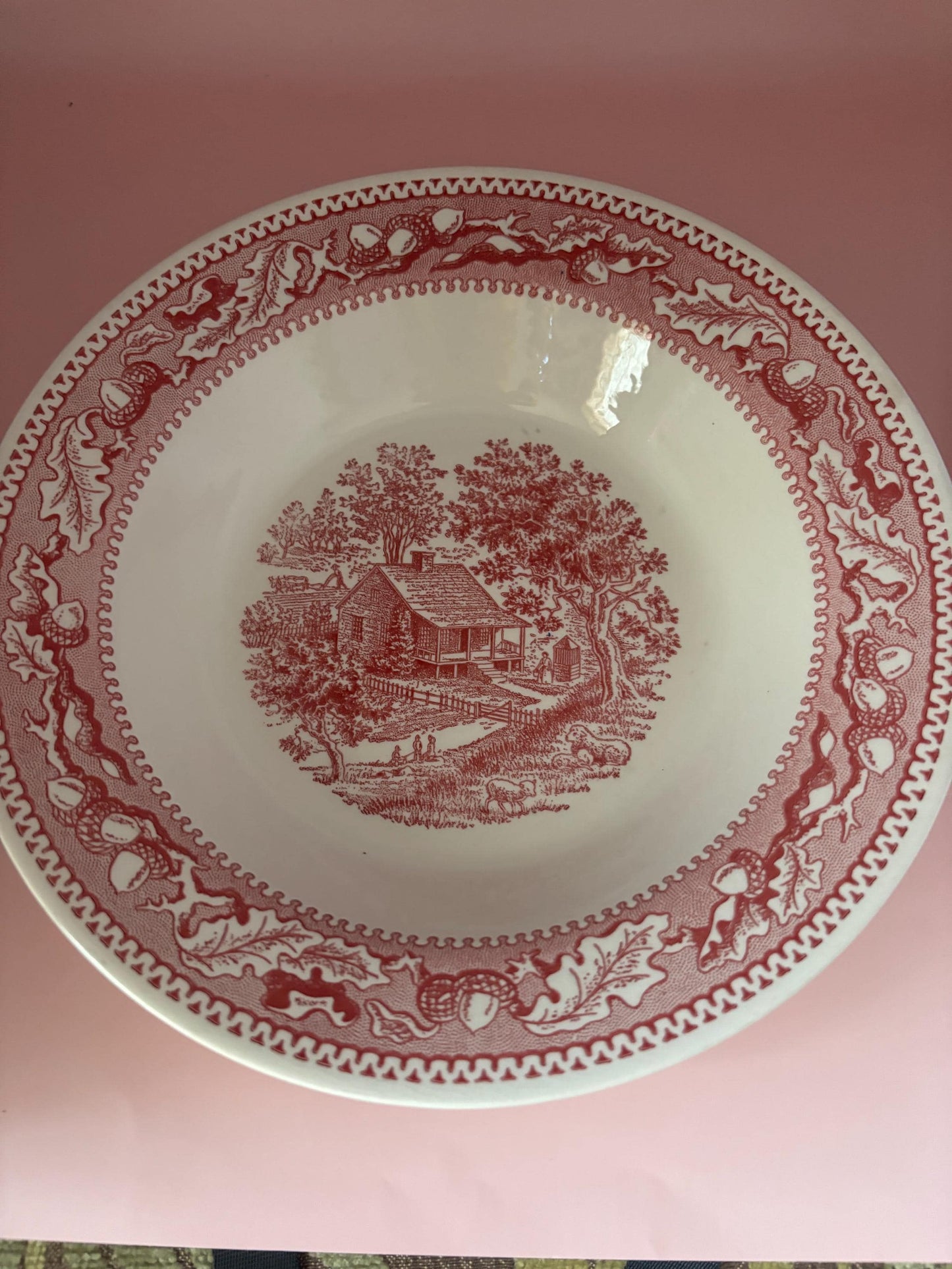 Vintage Royal Ironstone Red Plate Memory Lane Large Red Bowl Platter Lover Antiques and Vintage