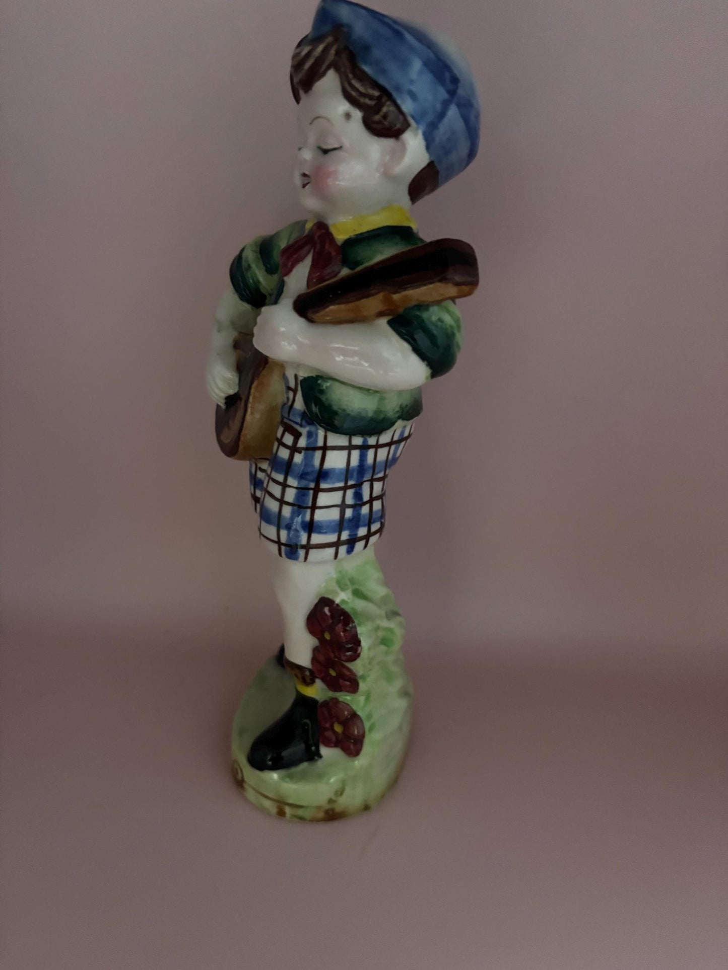 Vintage Boy with Banjo Porcelain Figurine Young Boy Strumming a Guitar Hand Painted Royal Japan Lover Antiques and Vintage