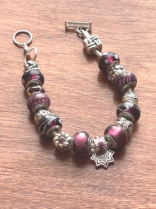 Charm bracelet Willabee and Ward jewelry Purple Passion love Valentine’s Day Gift charms beads