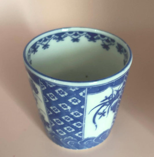 Vintage Japanese Blue & White Porcelain Soba Noodle Cup Flower and Lover Antiques and Vintage