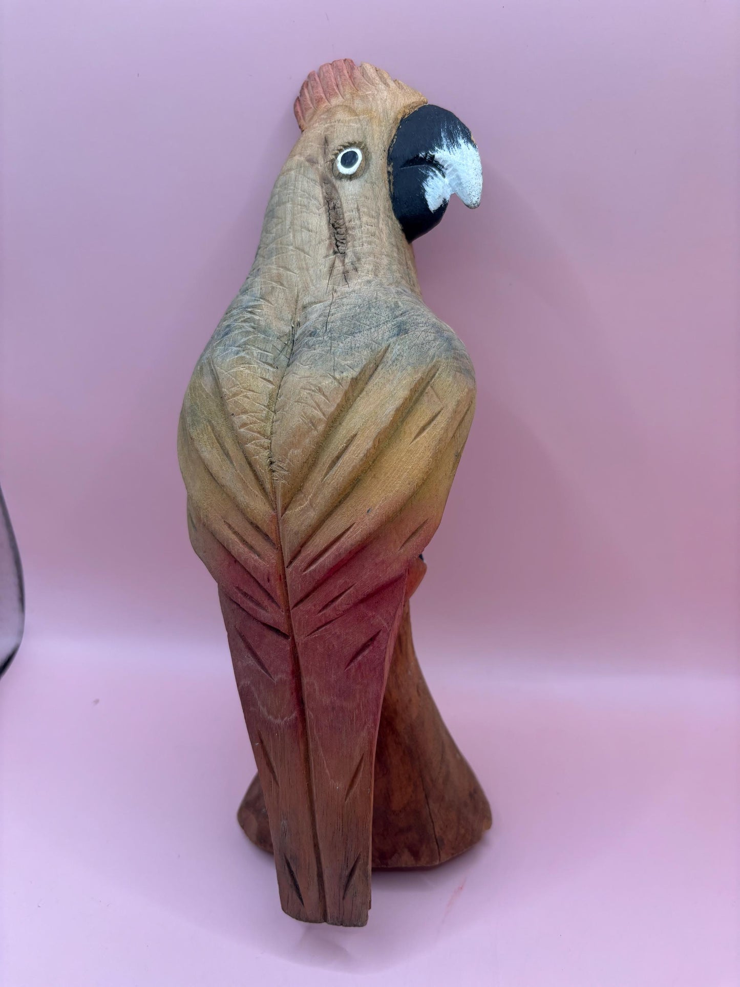 Vintage Carved Wooden Parrot Figurine Hand Painted Made in Jamaica Lover Antiques and Vintage
