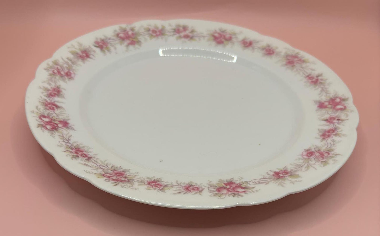 Vintage Austrian Plate with Pink Flowers Floral Design Austria Set of 6 Plates Lover Antiques and Vintage
