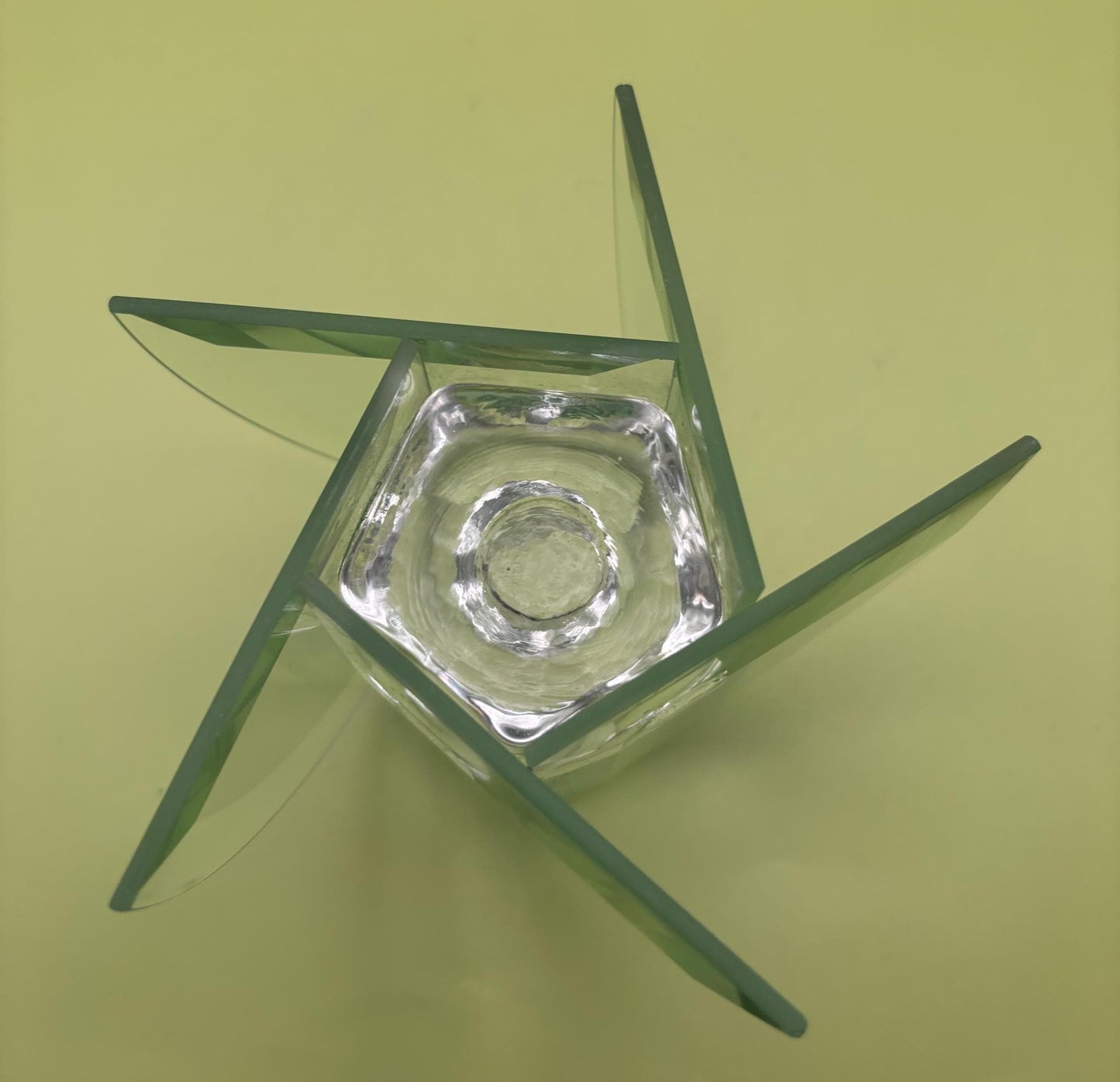 Vintage Clear Cut Glass Votive Candle Holder Mid Century Glass Structure Lover Antiques and Vintage