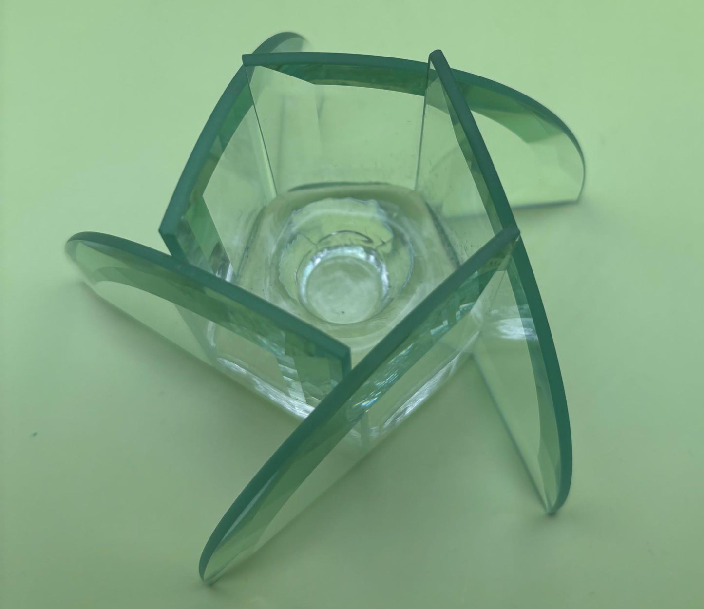 Vintage Clear Cut Glass Votive Candle Holder Mid Century Glass Structure Lover Antiques and Vintage