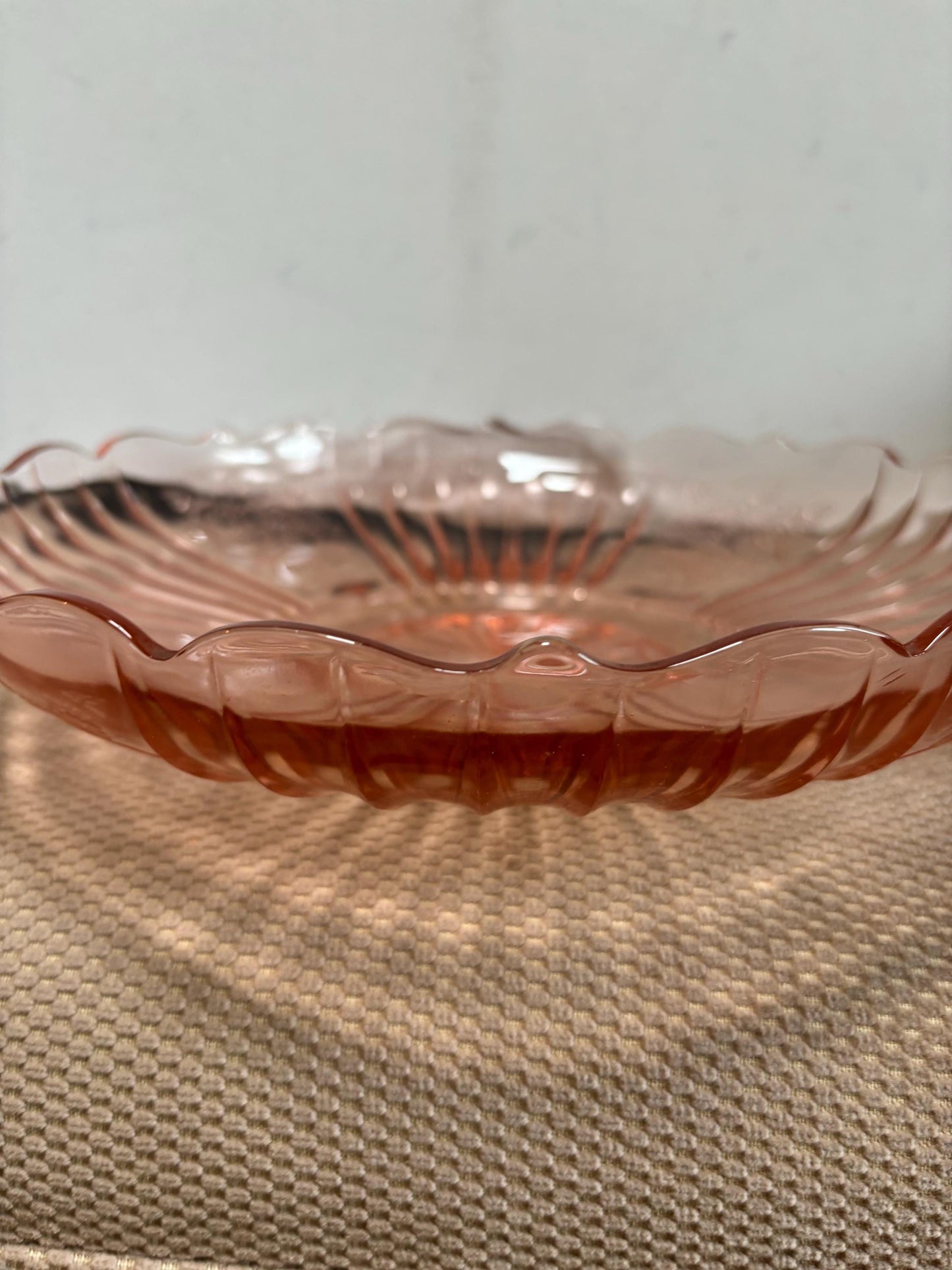 Vintage Anchor Hocking Mayfair Pattern Pink Depression Glass 12” Serving Platter Bowl Lover Antiques and Vintage