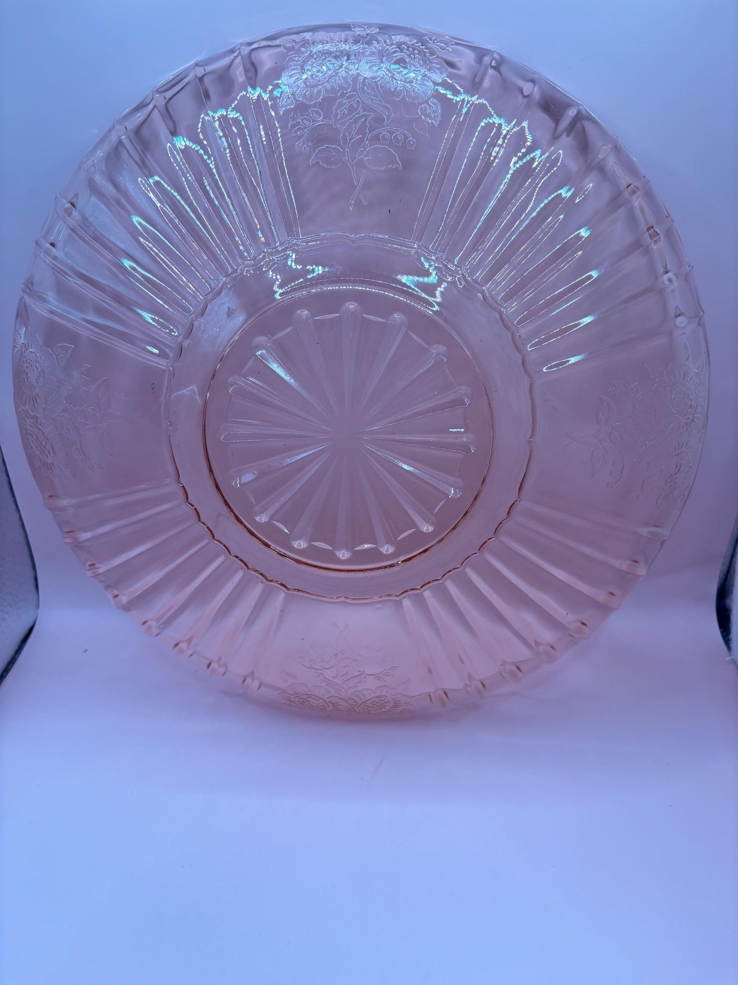 Vintage Anchor Hocking Mayfair Pattern Pink Depression Glass 12” Serving Platter Bowl Lover Antiques and Vintage