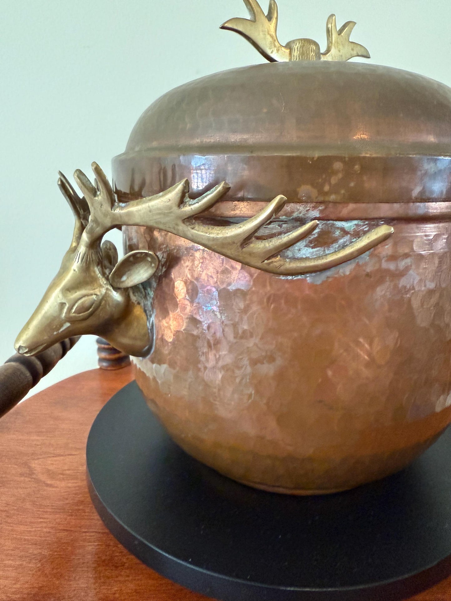 Antique Copper Pot with Lid Brass Deep Handles on Each Side Hammered Copper Pitcher Lover Antiques and Vintage