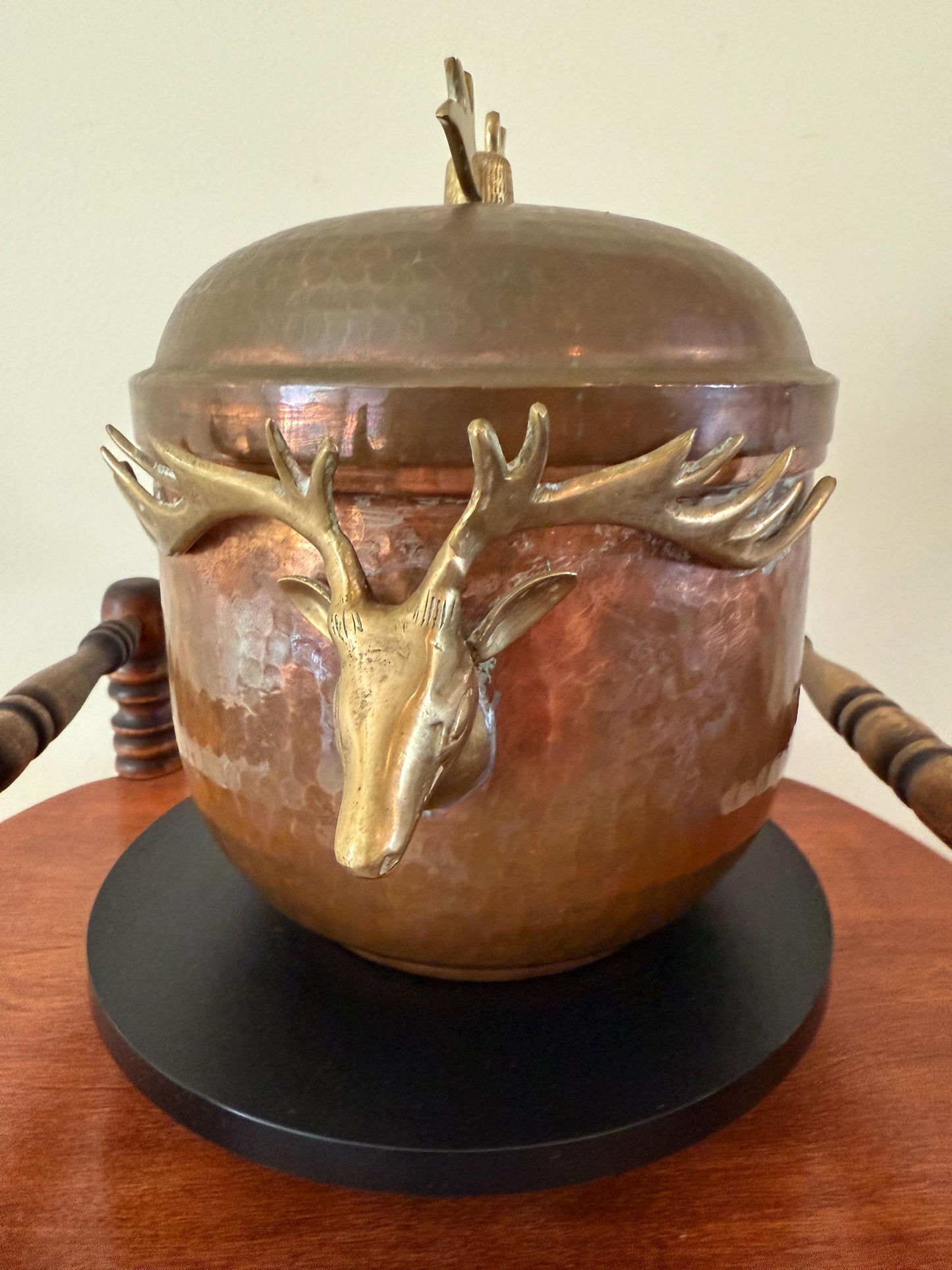 Antique Copper Pot with Lid Brass Deep Handles on Each Side Hammered Copper Pitcher Lover Antiques and Vintage
