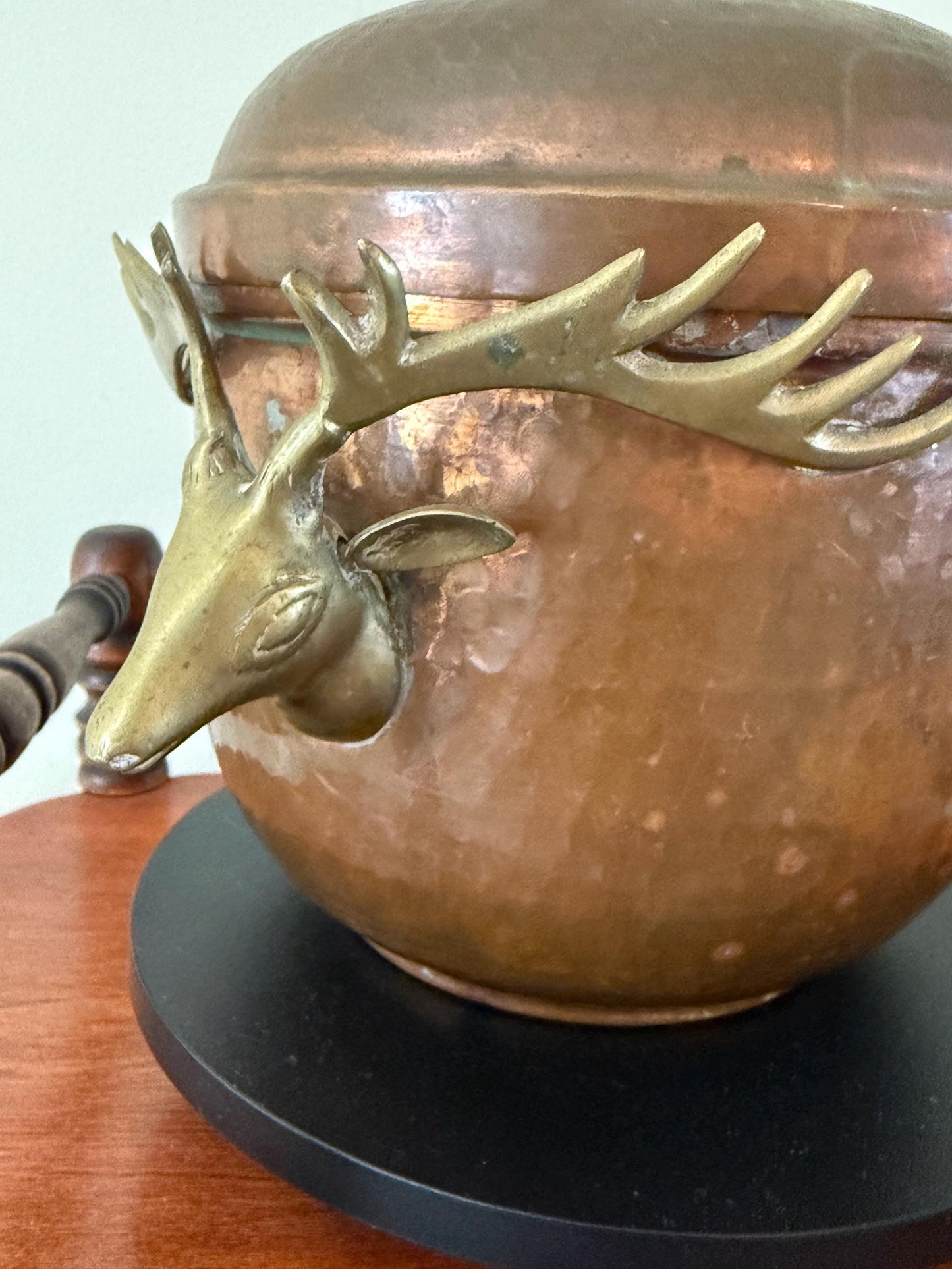 Antique Copper Pot with Lid Brass Deep Handles on Each Side Hammered Copper Pitcher Lover Antiques and Vintage
