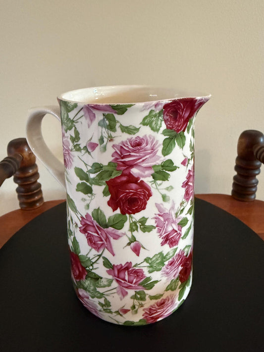 Vintage Fine Porcelain Creamer with Pink Rose Pattern Mini Pitcher Creamer Lover Antiques and Vintage