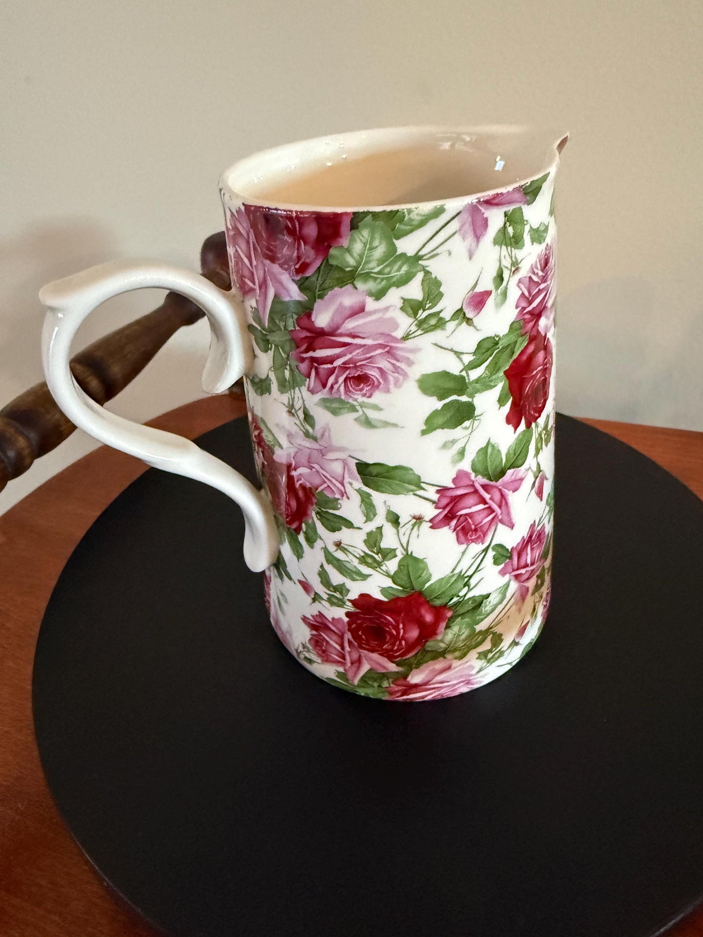 Vintage Fine Porcelain Creamer with Pink Rose Pattern Mini Pitcher Creamer Lover Antiques and Vintage