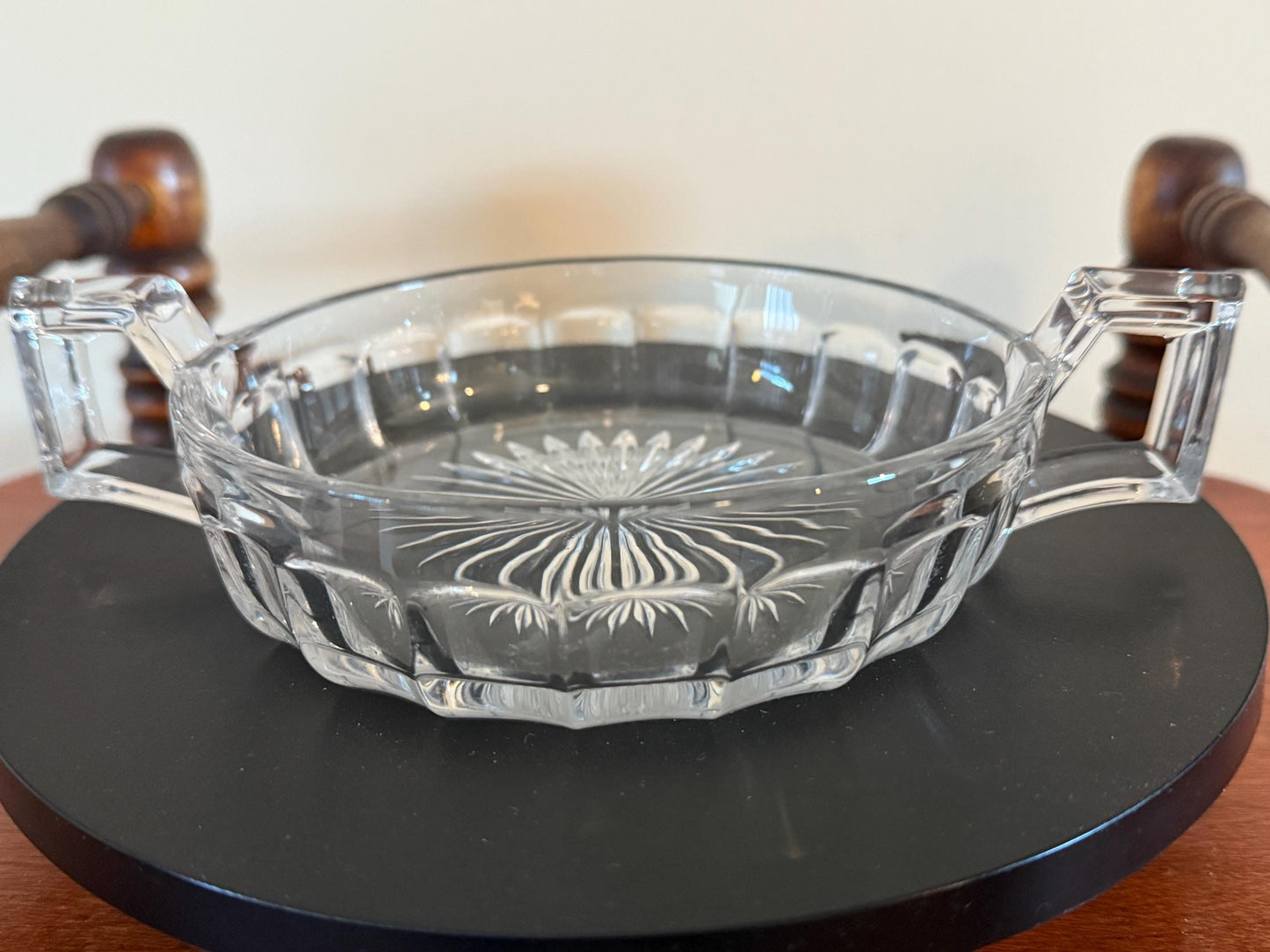 Vintage Heisey Glass Narrow Flute Bowl with Angled Handles Lover Antiques and Vintage