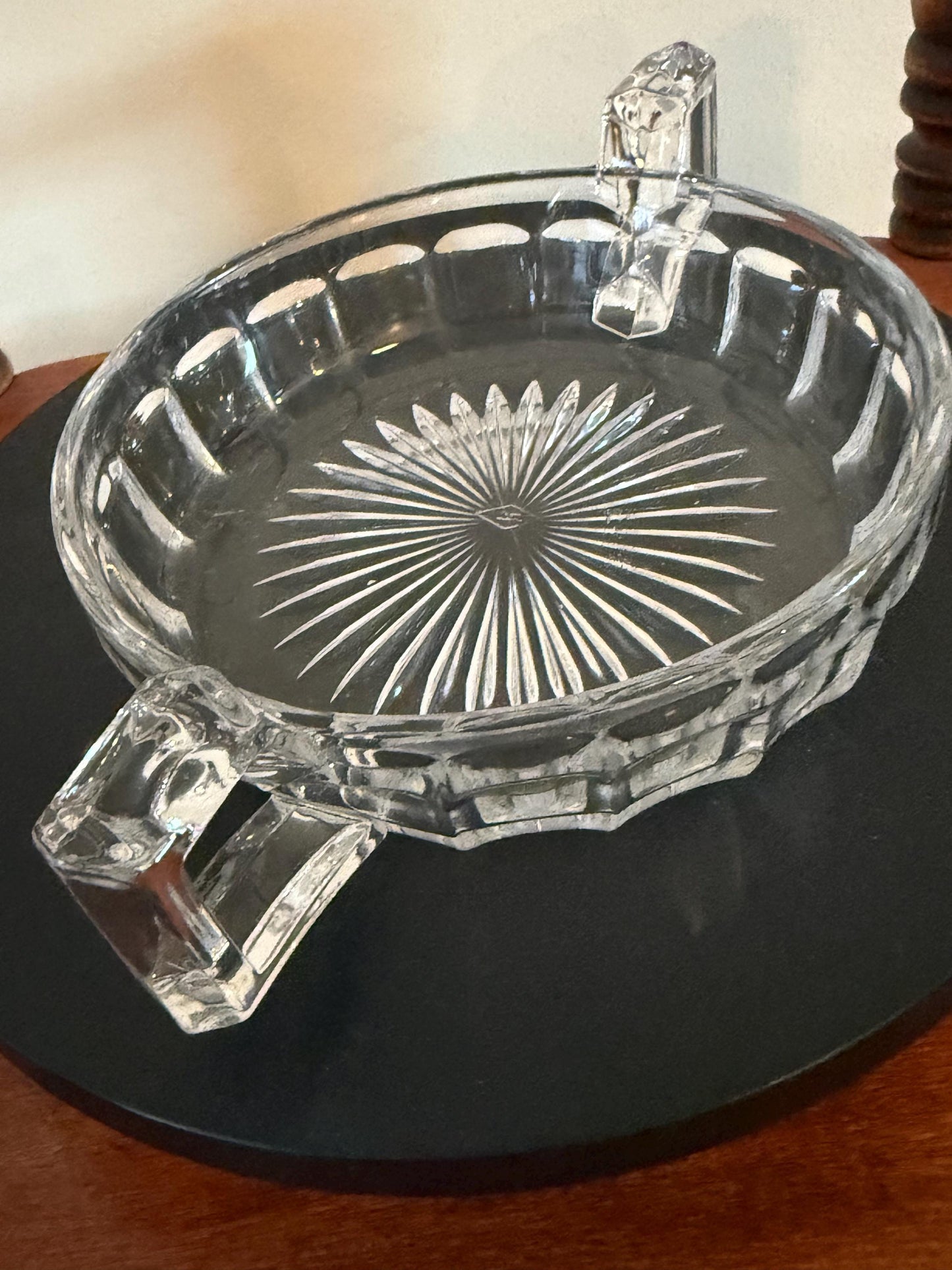 Vintage Heisey Glass Narrow Flute Bowl with Angled Handles Lover Antiques and Vintage