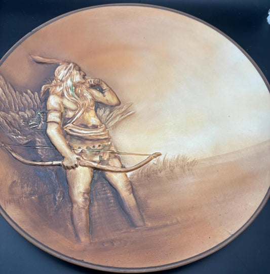 Antique NC Wyeth The Hunter Nippon Indian Plate 1906 Hand Painted Wall Hanging Lover Antiques and Vintage