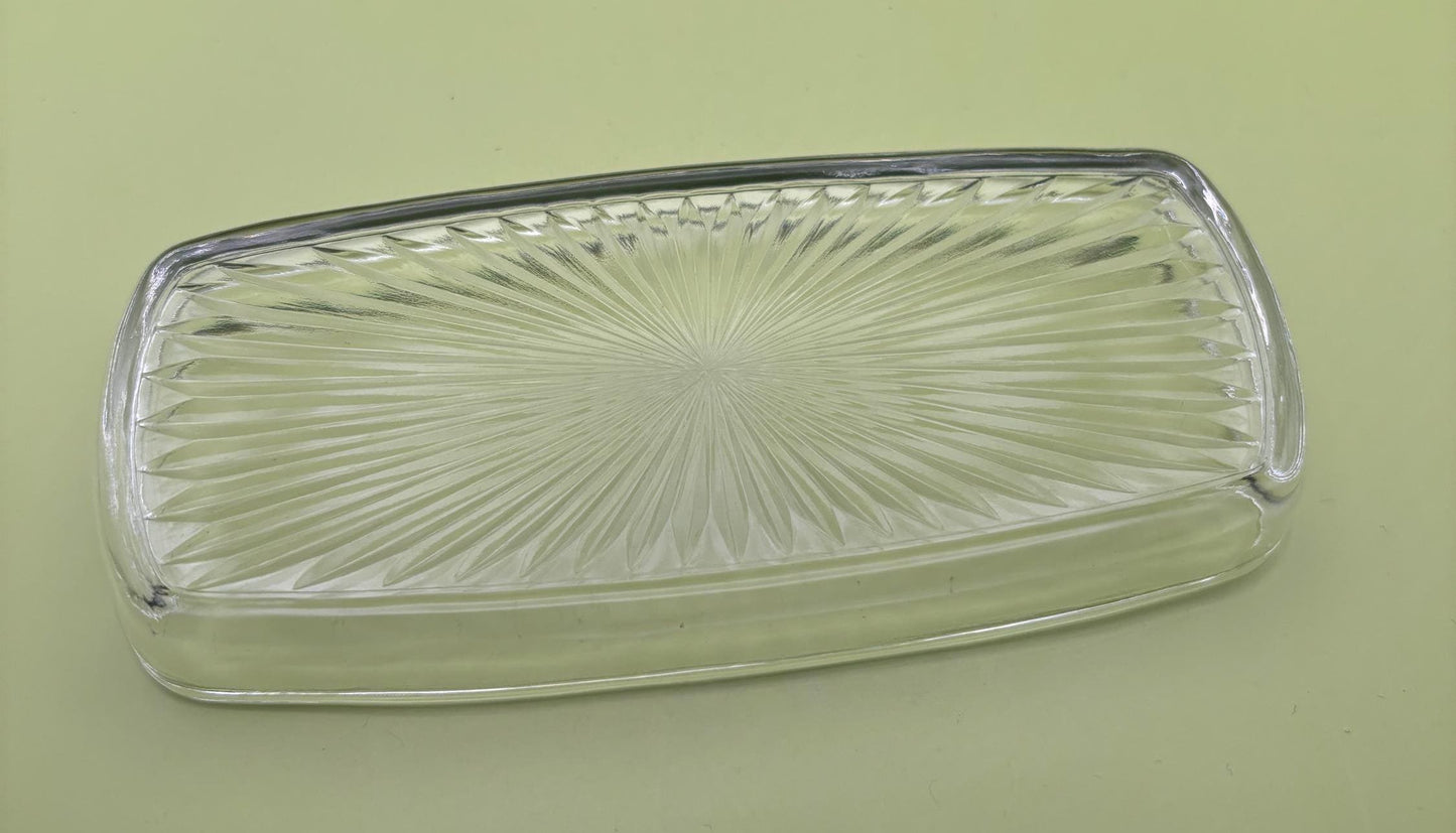 Antique Cut Glass Glass Butter Liner Dish Star Burst Pattern Lover Antiques and Vintage