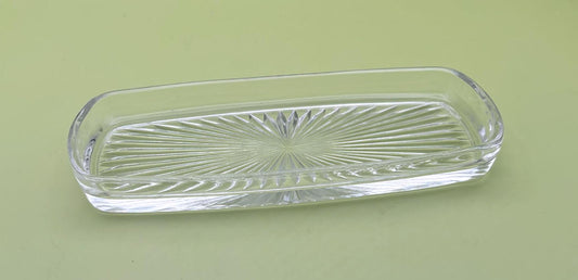 Antique Cut Glass Glass Butter Liner Dish Star Burst Pattern Lover Antiques and Vintage